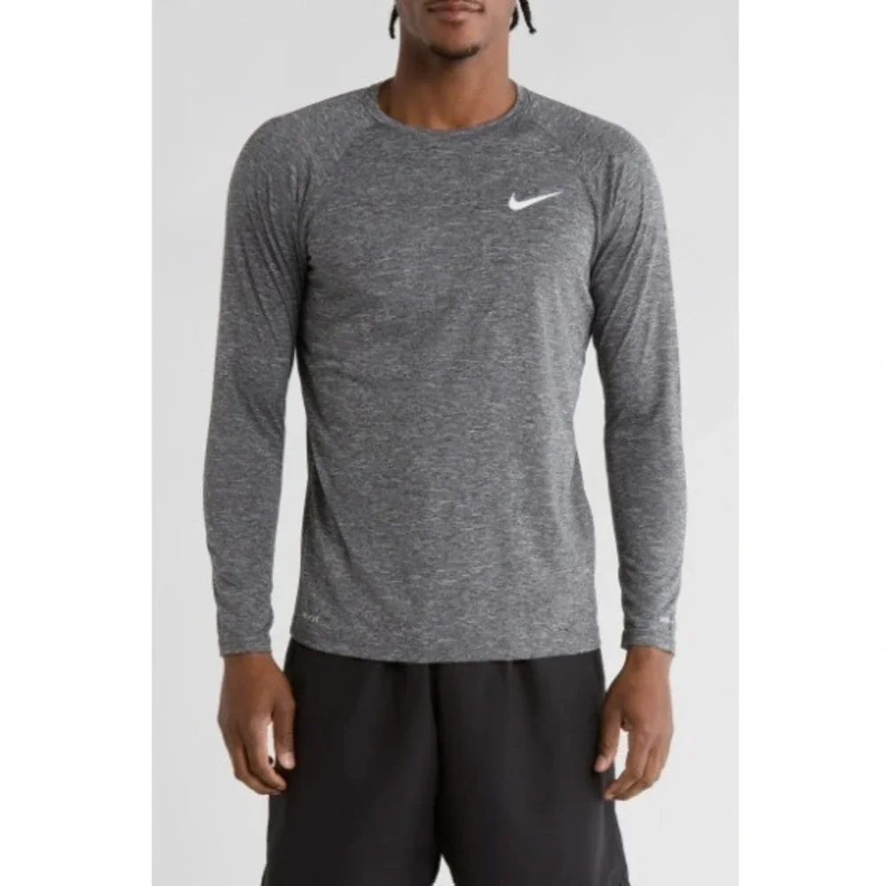 Nike Hydroguard Long Sleeve Swim‎ Shirt Rash Guard Heathered Athletic Gray XL